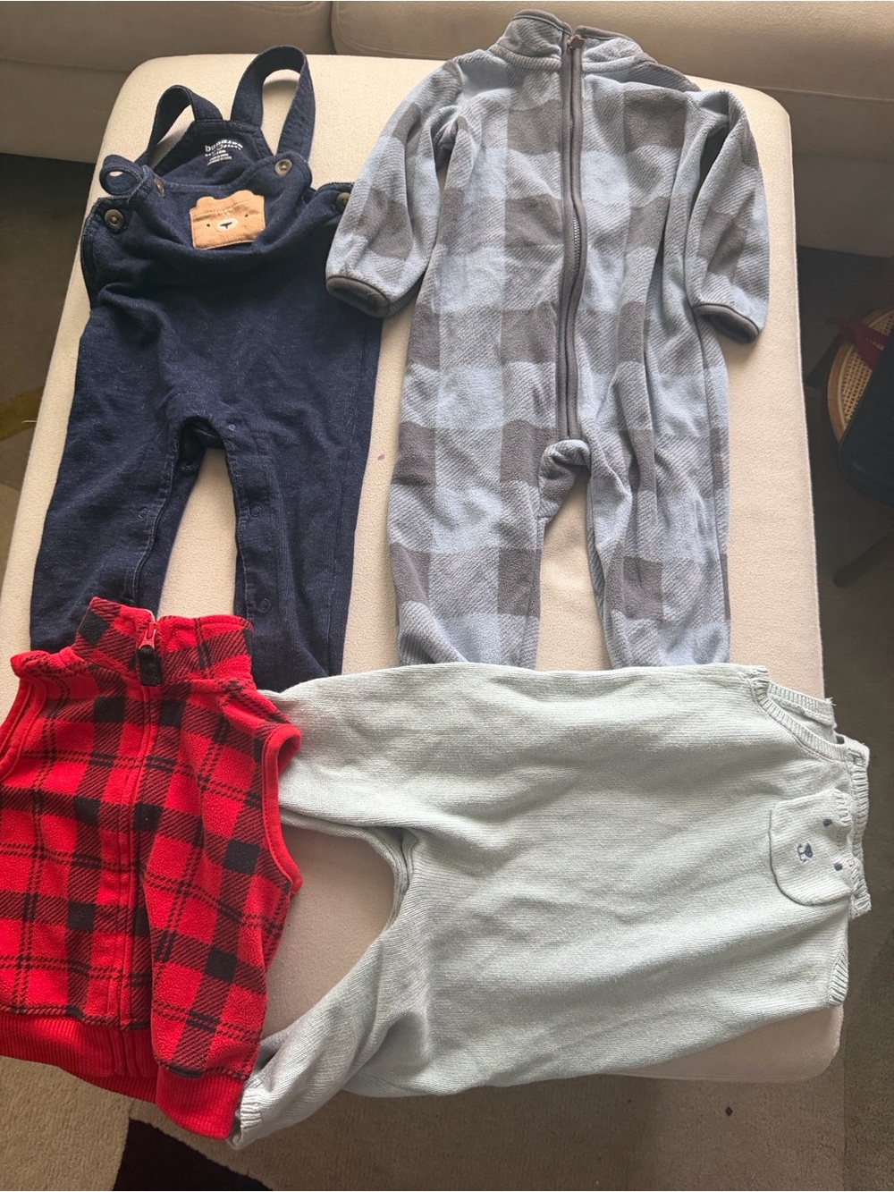 Unisex fall/winter outfit lot 6-12M Carter’s overalls fleece jumpsuit vest